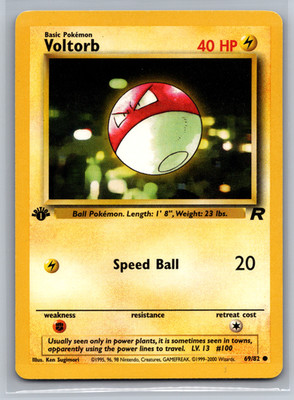 Pokémon TCG Voltorb Team Rocket 69/82 Regular 1st Edition Common - LP