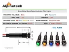 Alpinetech 2PCS PLB8B 8mm 120V AC LED Black Bezel Indicator Pilot