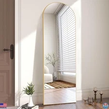 OLIXIS 64"x21" Arched Full Length Mirror - Elegant Gold Aluminum Frame Design