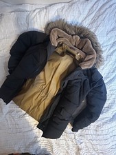 Mens Navy Blue Parker schott excellent. condition fur lined 