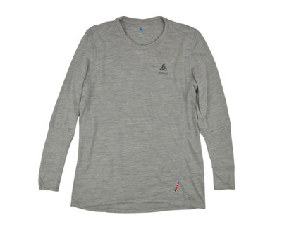 Odlo SUW Top Merino Wool Base Layer Long Sleeve Gray Shirt Womens Size XL
