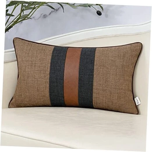 Patchwork Pillow Cover 12x20 Inch Luxury 20" x 12" (Pack of 1) L-coffee Brown