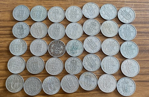 Lote de monedas de un chelín QEII X 35 Job