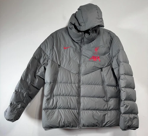 Nike Liverpool FC Strike Down Fill Jacket Mens 2XL Grey Padded Hooded Full Zip