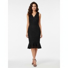 Thalia Sodi Dress Women M Black Floral Lace Overlay Sheath Cocktail Party Peplum