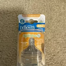 Dr Brown's Options+ Wide Neck Baby Bottle Nipple 6m+ natural Flow 2 pack