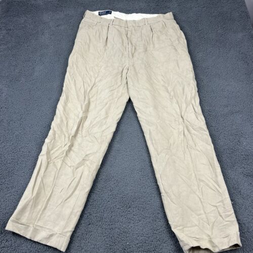 Polo Ralph Lauren Linen Pants Mens 34x30 Beige Straight Fit Casual Cream