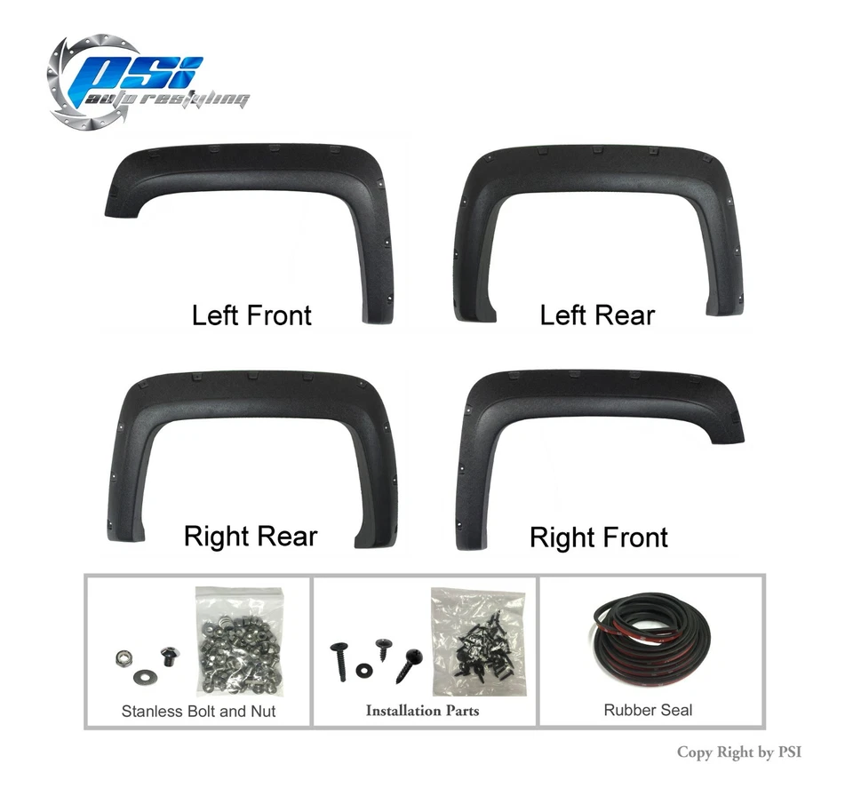 Textured Pocket Bolt Fender Flares Fits GMC Sierra 2500HD / 3500 HD 2015-2018 - Image 2 of 3