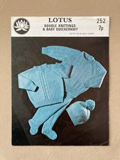 Vintage Knitting Pattern Lotus 252 Baby Sweaters Pull-ups Hat 18-20? DK