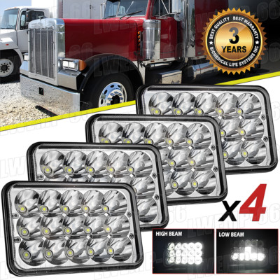 4pcs 4x6''inch 75W Rectangle Led Headlight Hi-Lo Seal Beam for Peterbilt Kenworth