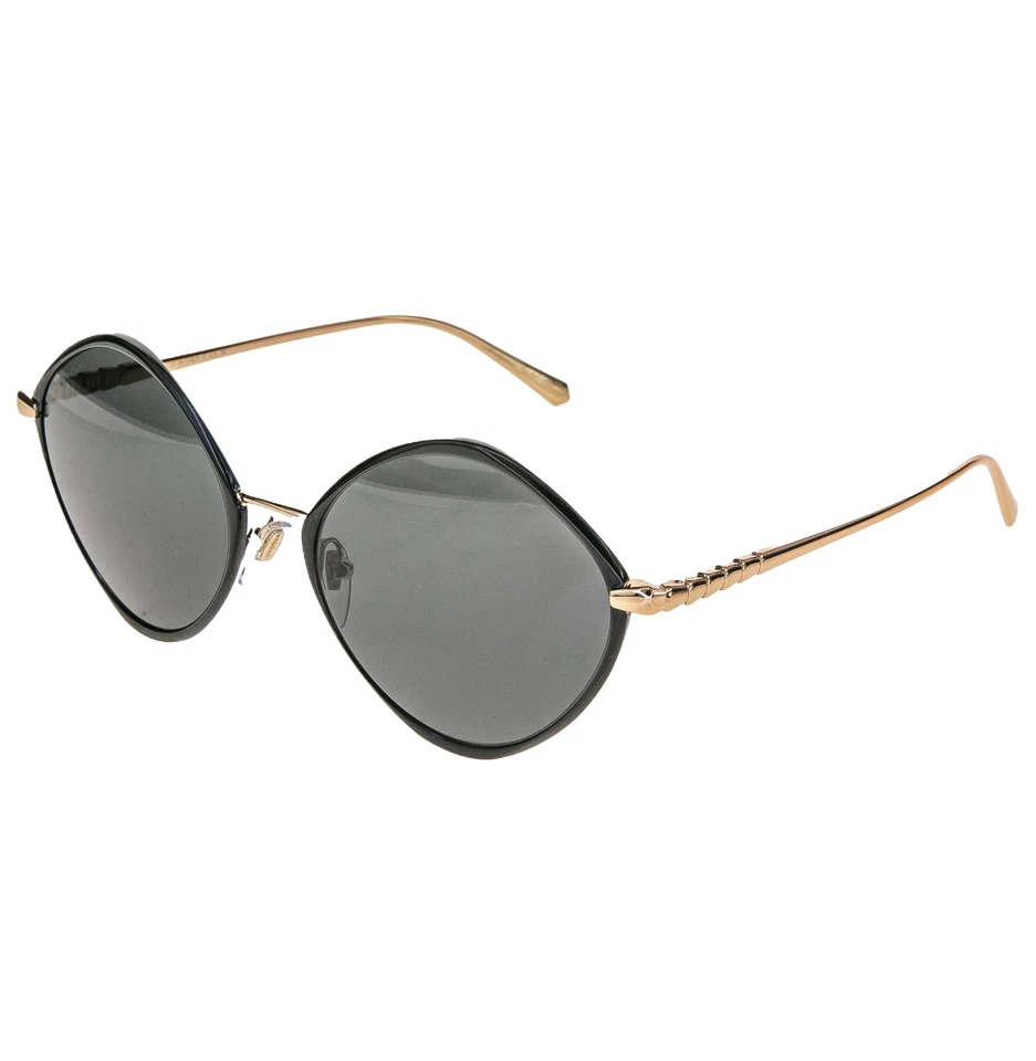 Gafas de sol redondas BVLGARI Le Gemme 6186 esmalte negro chapadas en oro rosa de 18 quilates BV6186K Foto 4 de 4