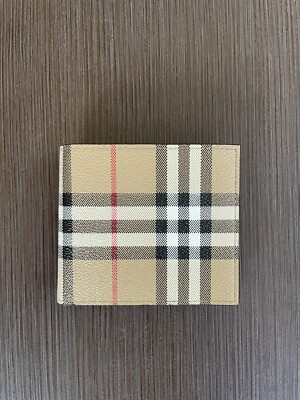 Authentic Burberry Vintage Check E-Canvas Bi-fold Wallet with coin