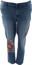 DG2 Diane Gilman Stretch Embroidered Patched Skinny Jean MIDTONE 22W NEW 177 
