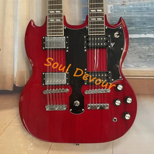 Custom 1969 EDS-1275 SG Double Neck Electric Guitar Jimmy Page 12+6 Cherry Red
