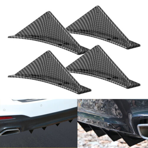 4PCS Carbon Style Body Rear Lower Bumper Diffuser Fin Spoiler Lip Wing Splitter - Afbeelding 1 van 9