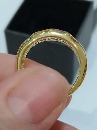 Multicoloured Sapphires In A Bezel Set Band Ring, Size N - Picture 3 of 6