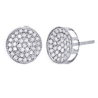 10k White Gold Diamond Circle Pave Studs Concave 10mm Mens Earrings 0.75 Ct. on sale 10k White Gold Diamond Circle Pave Studs Concave 10mm Mens Earrings 0.75 Ct. on sale