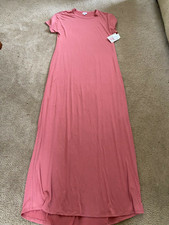 Lularoe Maria M Med solid pink mauve Full length Dress GORGEOUS NWT