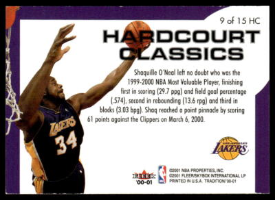 2000-01 Fleer Tradition #9 HC Shaquille O