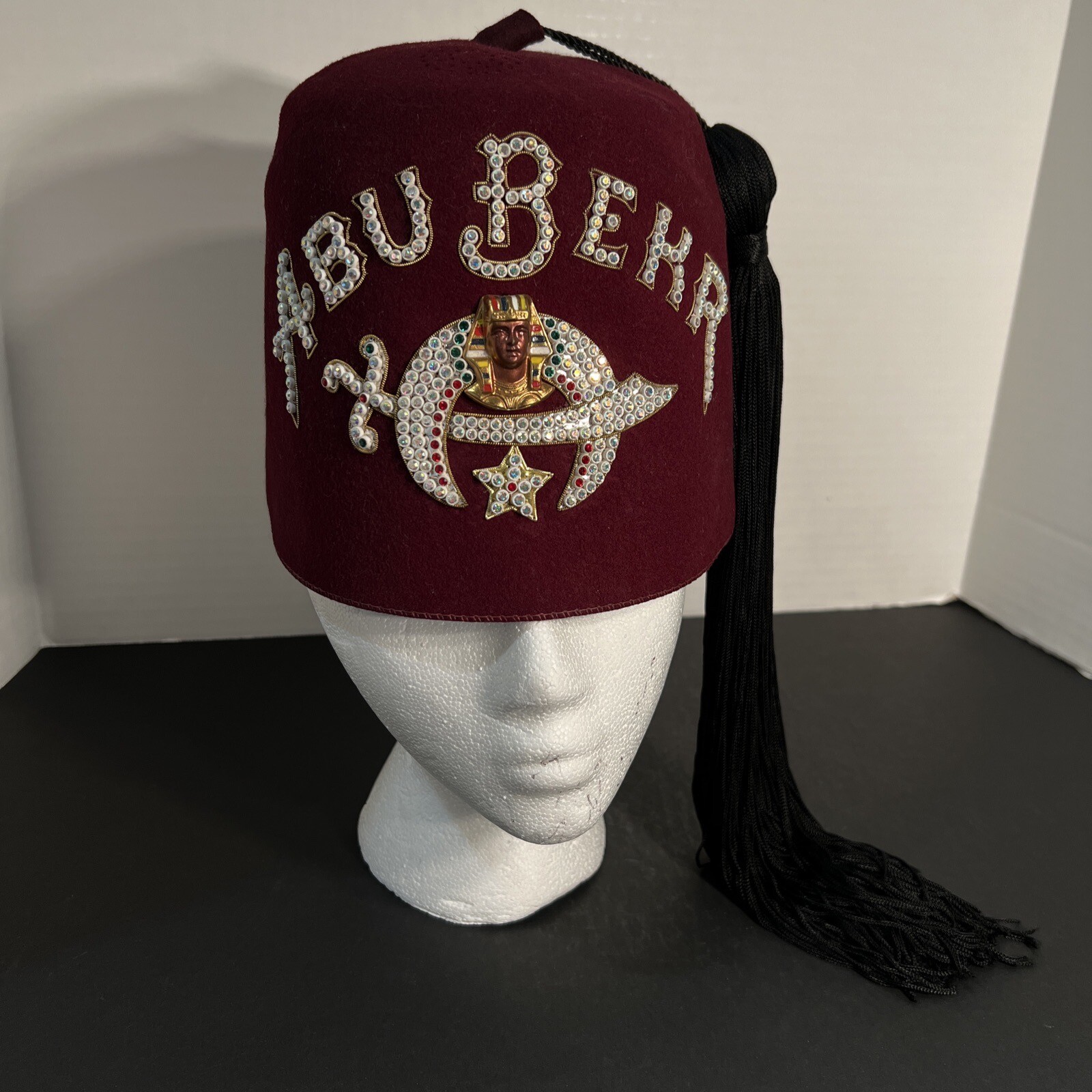 Estate Find Vintage Bejeweled Masons Masonic Shriners ABU BEKR Tasseled Fez Hat eBay
