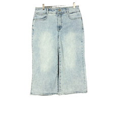 NYDJ Jeans Womens 10 Blue Light Wash Wide Leg Crop Lift Tuck Tech Cool Embrace