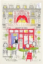 French Cotton Kitchen Dish/Tea Towel - Paris Bistrot- Made in France
