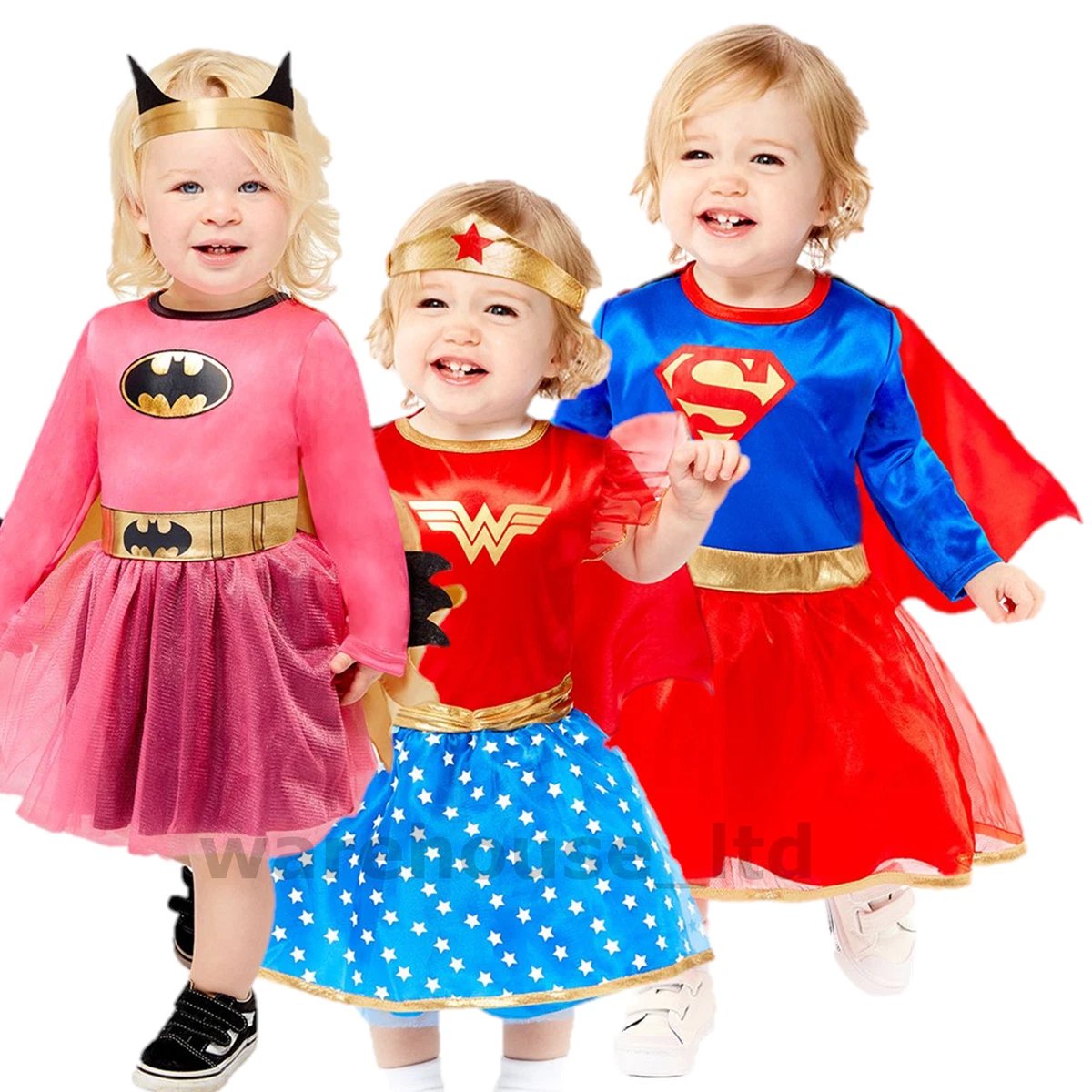 Baby Girls Superhero Costume, Superwoman, Bat Girl, Paw Patrol