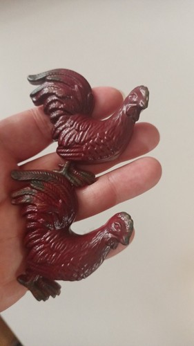 Pair of Two (2) Cast Iron Drawer Cabinet Pull Knobs Rustic Red Rooster Hardware - Picture 5 of 5