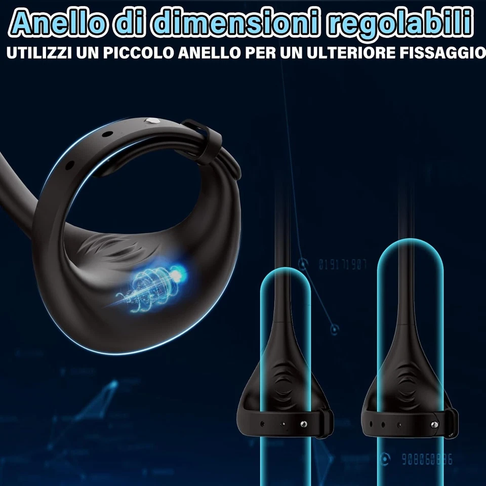 Dildo per prostata con anello fallico pene vibrante in silicone vibratore anale - Immagine 4 di 4