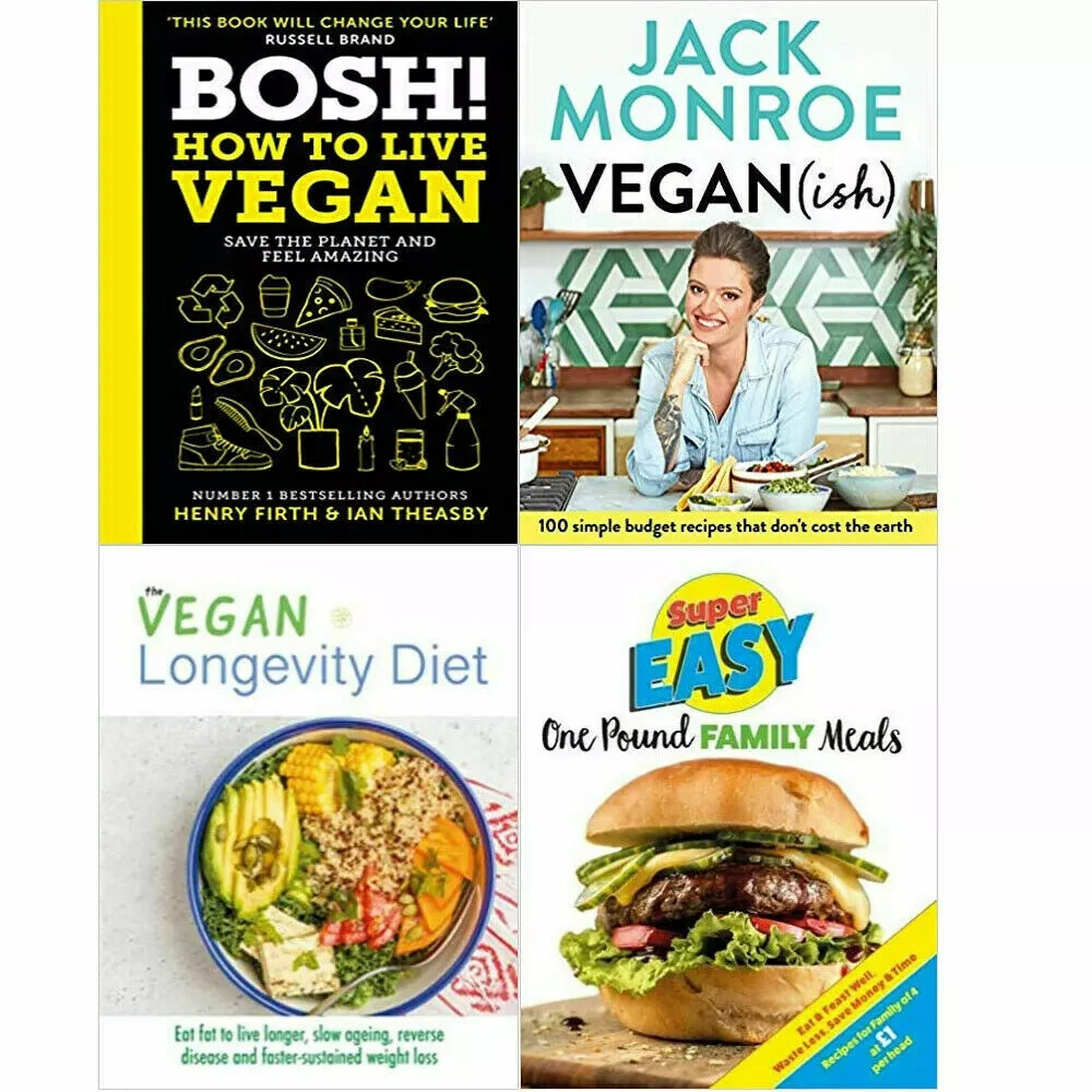 BOSH! How to Live Vegan,Vegan (ish),Longevity Diet,Super Easy 4 Books Collection