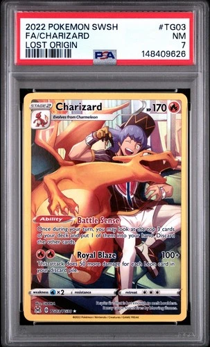 2022 POKEMON SWORD & SHIELD LOST ORIGIN #TG03 FULL ART/CHARIZARD PSA 7