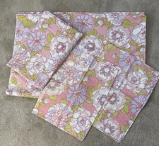 Fieldcrest Perfection Mod Flower Power Twin Sheets Flat Fitted 2 Pillowcase Pink