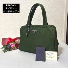 Excellent Condition PRADA Nylon Khaki Mini Handbag Triangle Pluto From Japan Pra