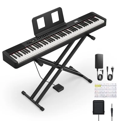 Donner DEP-20 Lite Digitalpiano mit Ständer, Sustain-Pedal & Melodics Unterricht