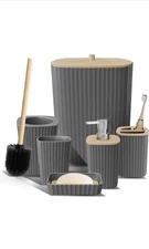 Clara Clark Bathroom Accessories Set - Grey Bathroom  Assorted Sizes , Colors 