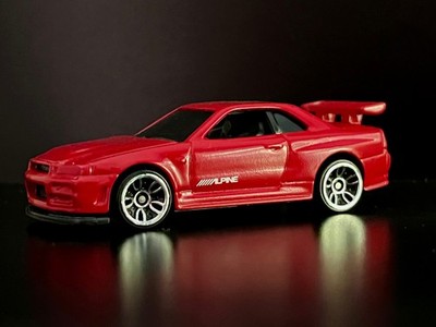 Hot Wheels Nissan Skyline GT-R R34, ''ALPINE,'' Active Red