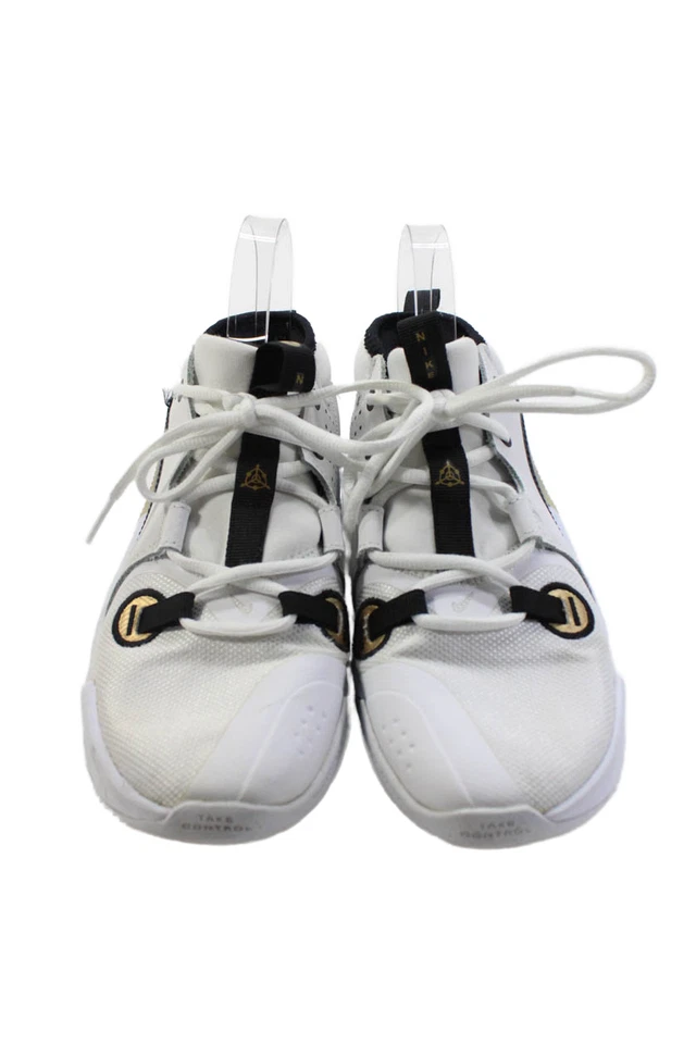 Zapatillas deportivas Nike para niños con suela de goma con cordones blancas negras talla 5 Foto 2 de 4