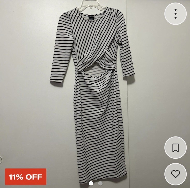 Alloy Apparel Black and White Mid Length Past Knee Dress Women’s Cotton Size M