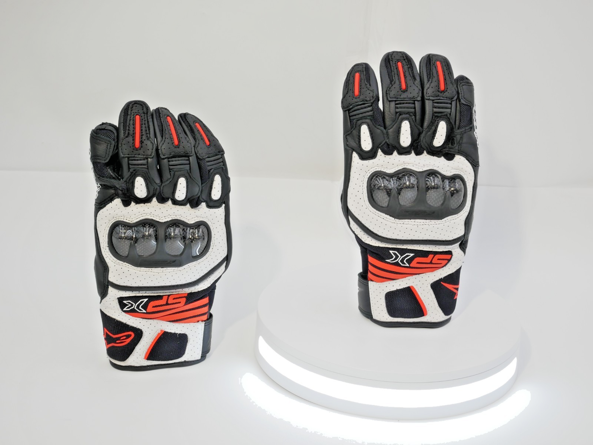 Alpinestars SPX AC V2 Gloves Black/White/Fluo Red Size 3XL