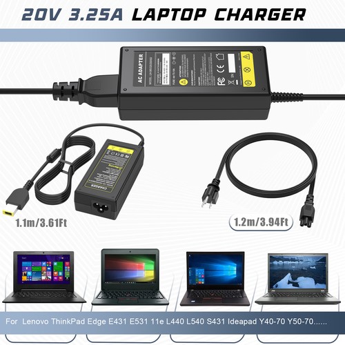 65W 20V 3.25A For Lenovo ThinkPad Laptop Charger Power Adapter -SQUARE SLIM TIP - Picture 3 of 15
