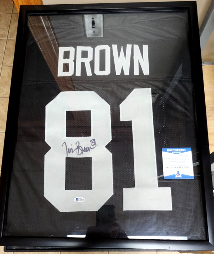 Tim Brown Autographed Signed Oakland Raiders #81 Black Jersey - Black Marker - COA 