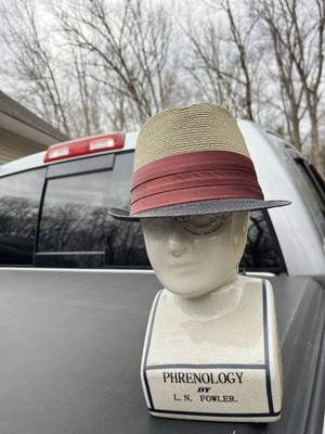 Vintage Empire State Fedora Hat Size 7 Genuine Milan Weave Straw Band