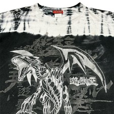 Yu-Gi-Oh Vintage Black T-Shirt Tie Dye White Dragon Kids Small Kazuki Takahashi