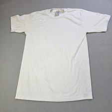 Vintage Jerzees 50/50 Heavyweight T Shirt White Blank Distressed USA Made Small