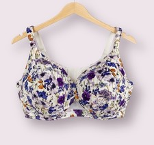 Cacique Lightly Lined Full Coverage Bra Multi Floral Print Smooth Cup Size 48DD