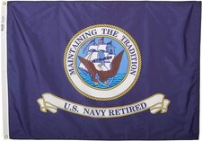 Annin Flagmakers U.S. Navy Retired Military Flag - USA Made to Official Specs