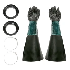 23.6" Rubber Sand blast Cabinet Gloves for Abrasive Blasting and Sandblast Ca...