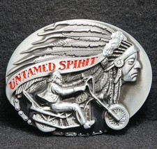 WG01157 NOS VINTAGE 2000s UNTAMED SPIRIT INDIAN MOTORCYCLES BELT BUCKLE