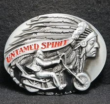 WG01157 *NOS* VINTAGE 2000s ***UNTAMED SPIRIT*** INDIAN MOTORCYCLES BELT BUCKLE