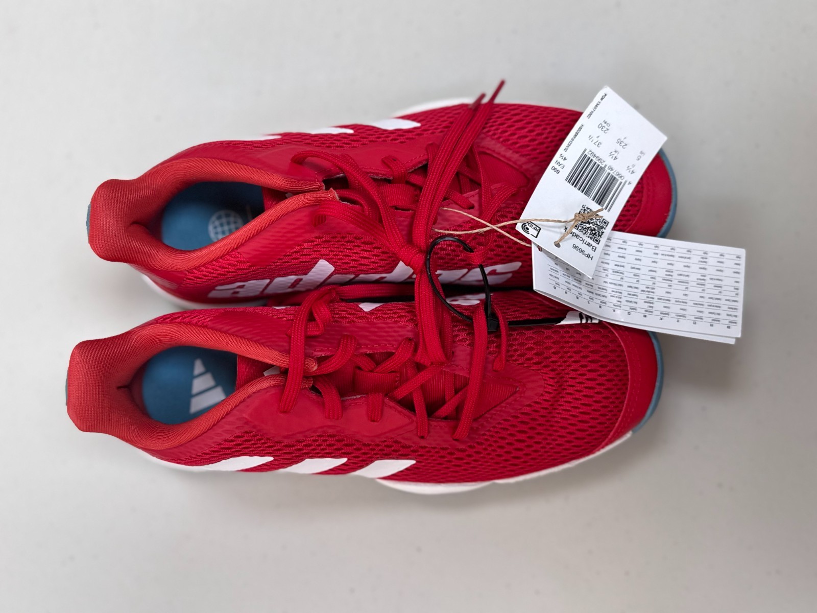Adidas Barricade Allcourt Junior Tennis Shoes UK 4.5 EU 37.3 Red White HP9696 image 4